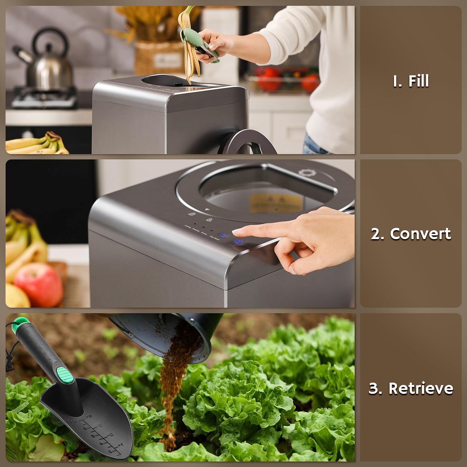 Electric Kitchen Composter, 2.5L Capacity, Turn Food Waste and Scraps into Dry Compost-Toppalletfly