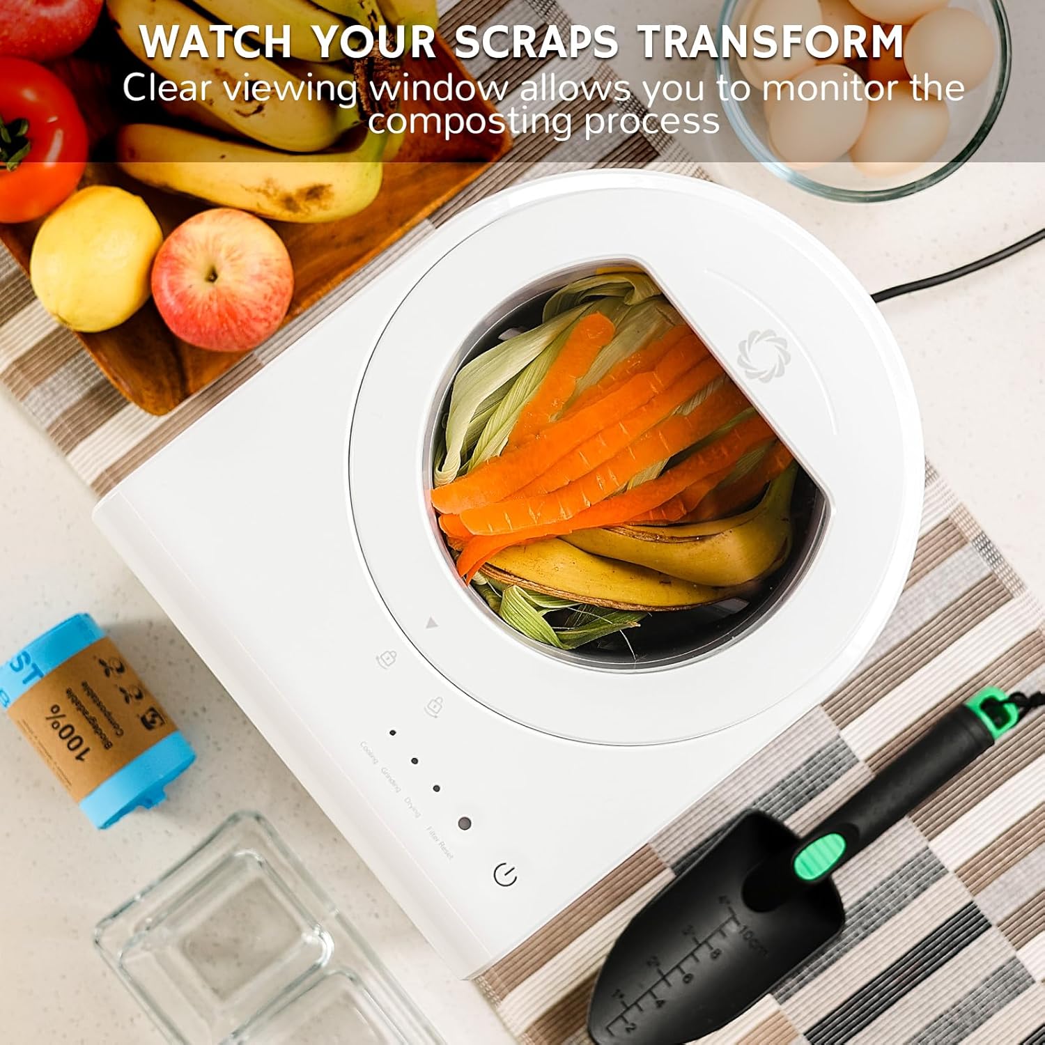 Electric Kitchen Composter, 2.5L Capacity, Turn Food Waste and Scraps into Dry Compost-Toppalletfly