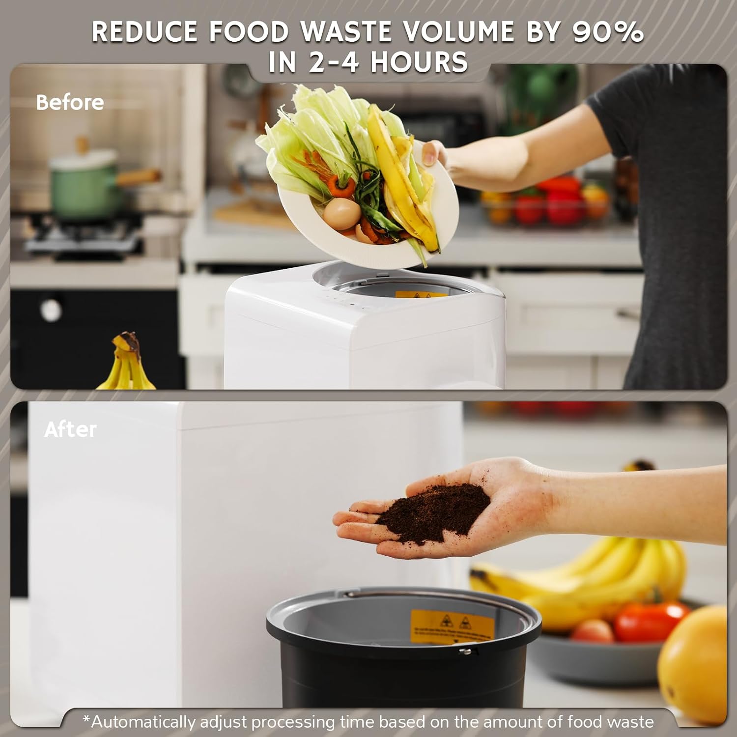 Electric Kitchen Composter, 2.5L Capacity, Turn Food Waste and Scraps into Dry Compost-Toppalletfly