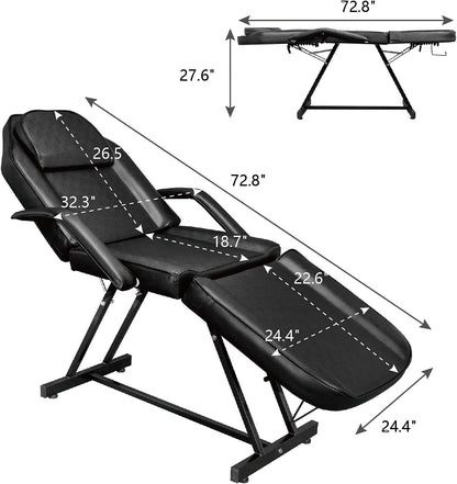 Esthetician Bed with Hydraulic Stool,Multi-Purpose 3-Section Facial Bed Table, Adjustable-Toppalletfly
