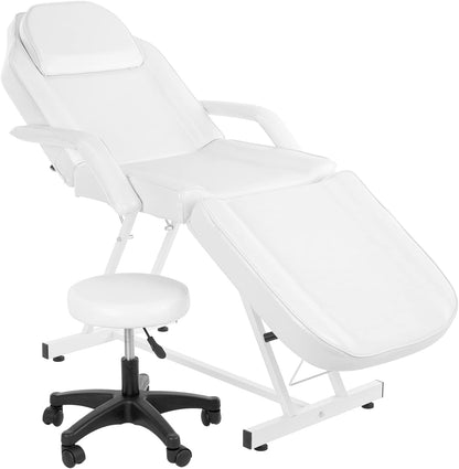 Esthetician Bed with Hydraulic Stool,Multi-Purpose 3-Section Facial Bed Table, Adjustable-Toppalletfly