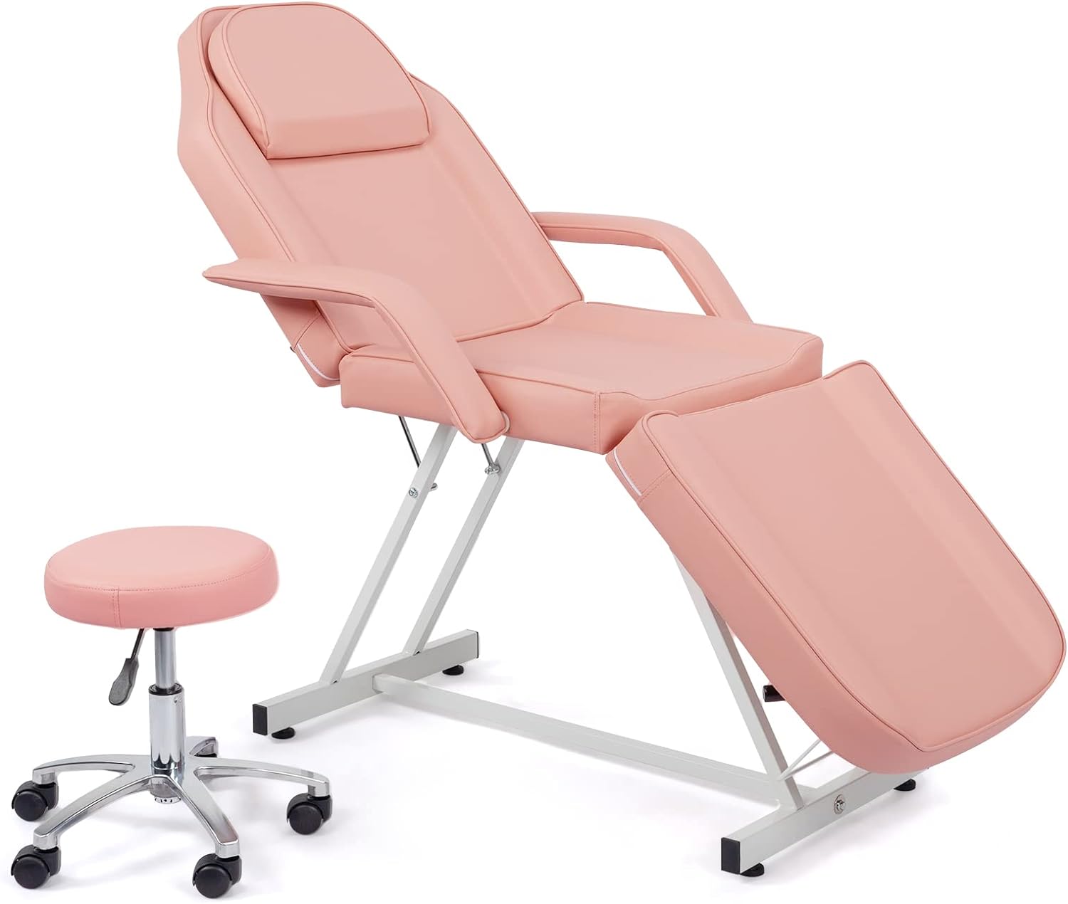 Esthetician Bed with Hydraulic Stool,Multi - Purpose 3 - Section Facial Bed Table, Adjustable - Toppalletfly