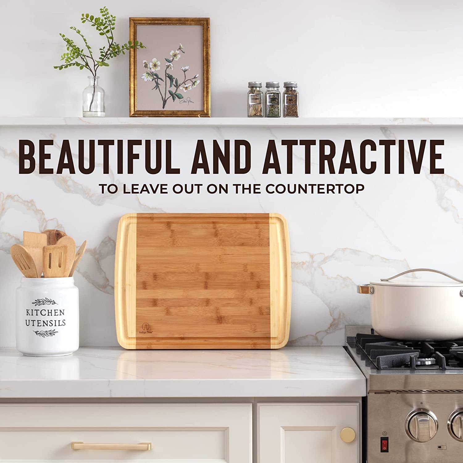 Extra Large Bamboo Cutting Board for Kitchen with Juice Groove-Toppalletfly
