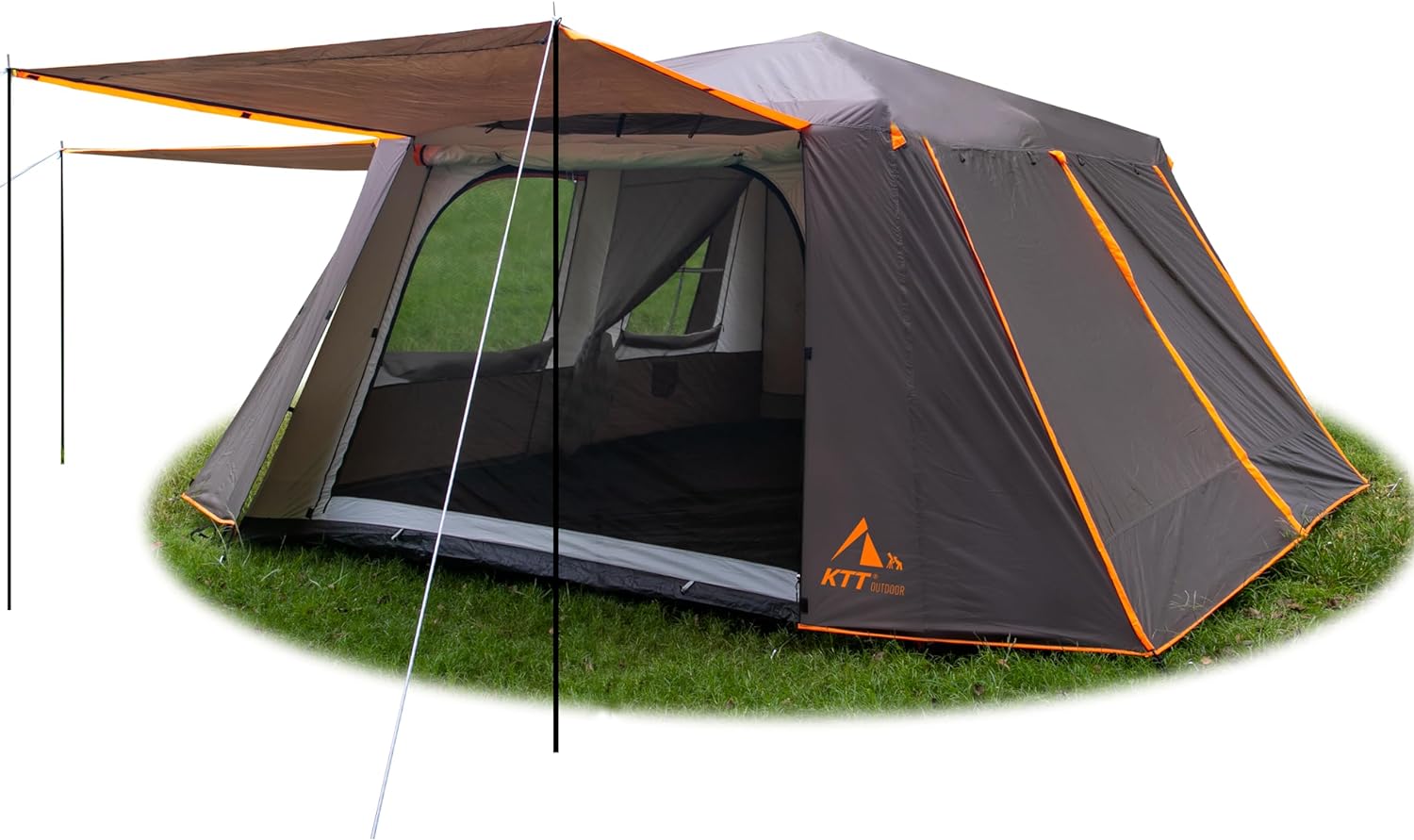 Extra Large Tent 10-12 Person Family Cabin Tents, 2 Rooms, Straight Wall, 3 Doors and 3 Windows with Mesh, Waterproof, Double Layer, Big Tent for Outdoors-Toppalletfly
