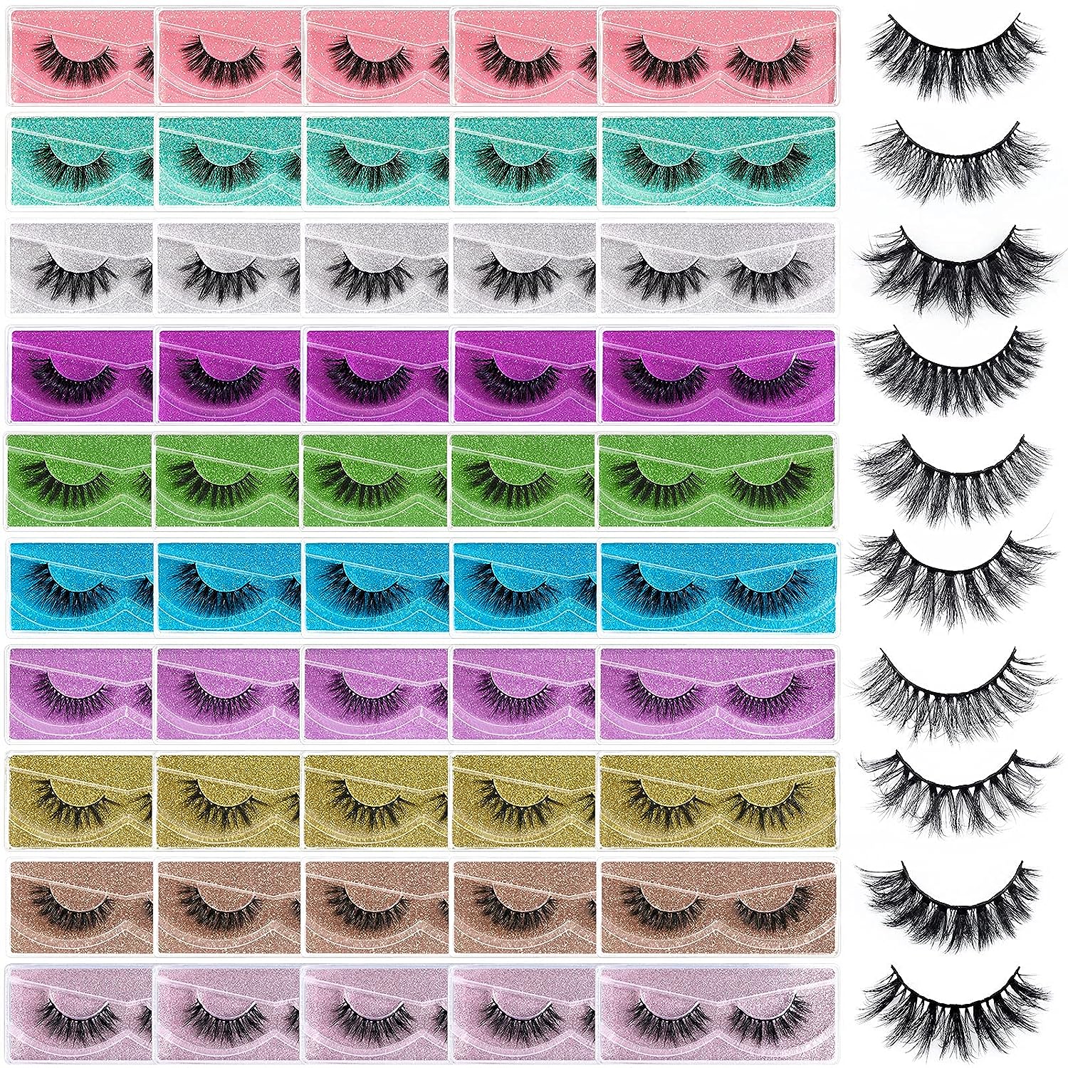 Eyelashes - Mix 10 Styles 100 pairs Mink Natural Look Eyelash - Toppalletfly
