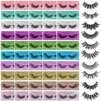 Eyelashes - Mix 10 Styles 100 pairs Mink Natural Look Eyelash-Toppalletfly