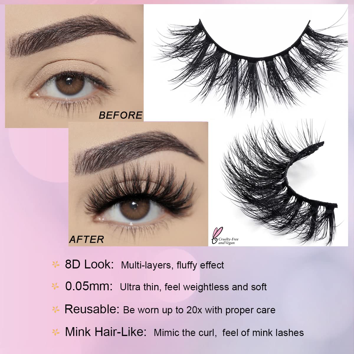 Eyelashes - Mix 10 Styles 100 pairs Mink Natural Look Eyelash - Toppalletfly