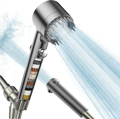 Filtered Shower Head, High Pressure Water Flow and Multiple Spray Modes Shower Head with Filter and ON/OFF Switch for Pets Bath-Toppalletfly
