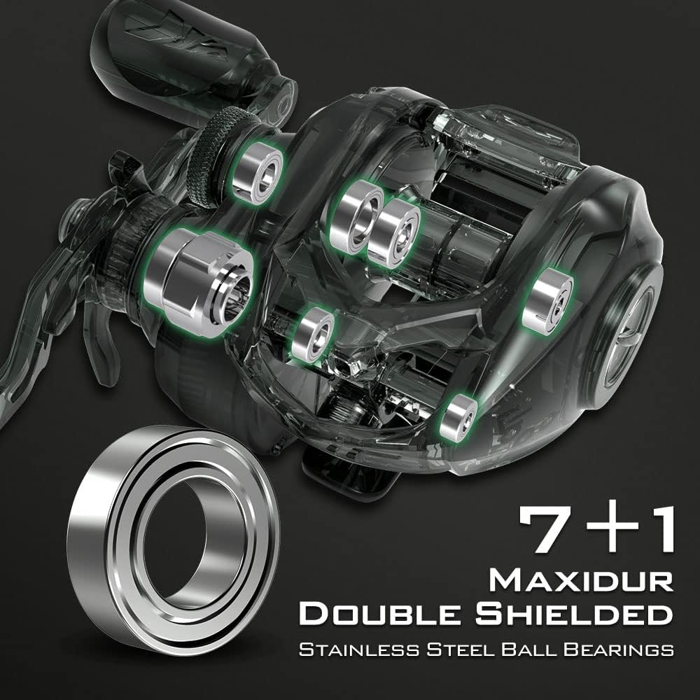 Fishing Reel, 6oz Ultralight Baitcaster Reel,17.6 LB Carbon Fiber Drag, 7.2:1 Gear Ratio, 39mm Palm-Toppalletfly