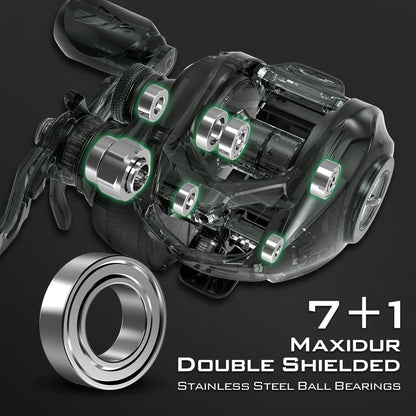 Fishing Reel, 6oz Ultralight Baitcaster Reel,17.6 LB Carbon Fiber Drag, 7.2:1 Gear Ratio, 39mm Palm-Toppalletfly