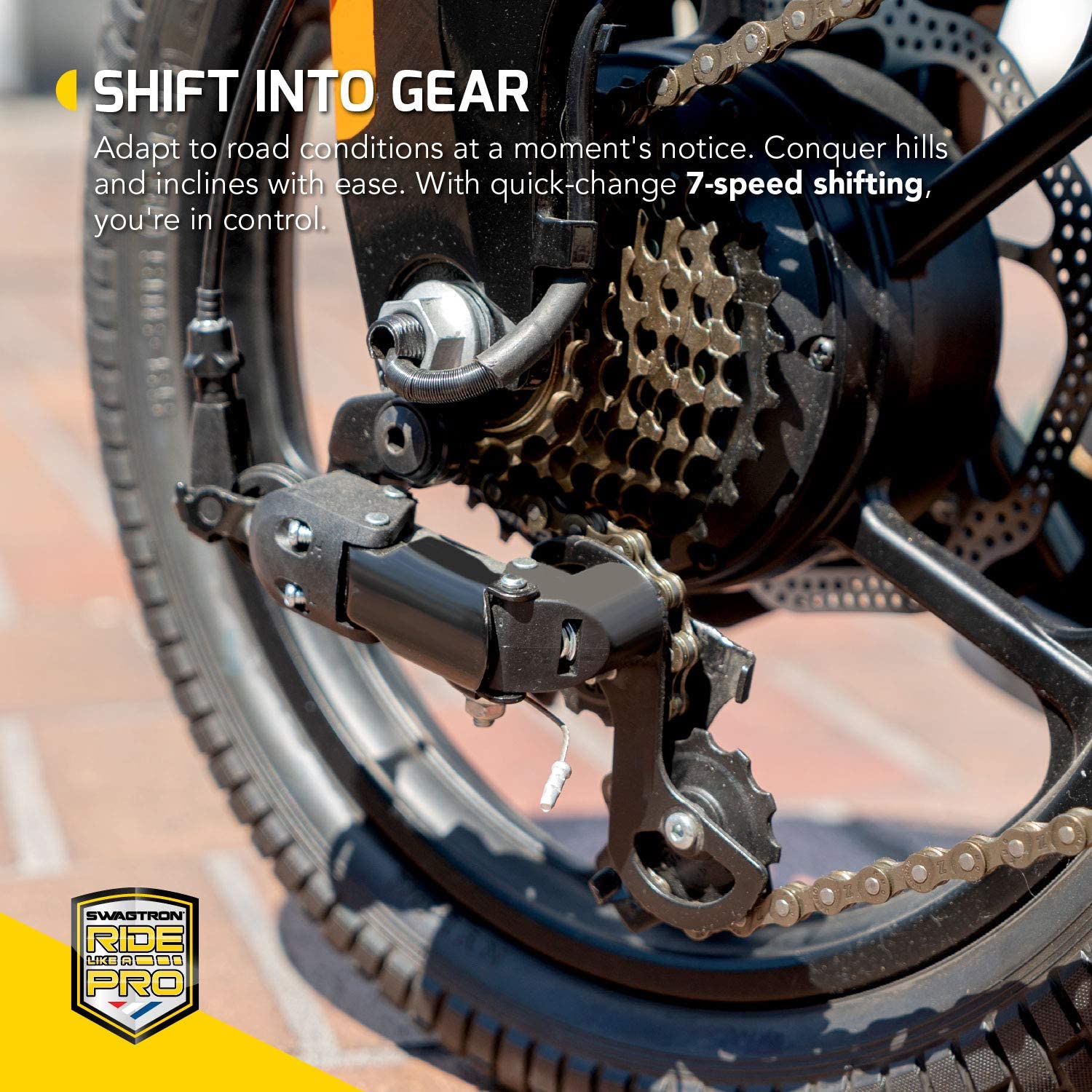 Folding Electric Bike with Removable Battery, Orange/Black, 16" Wheels, 7-Speed-Toppalletfly