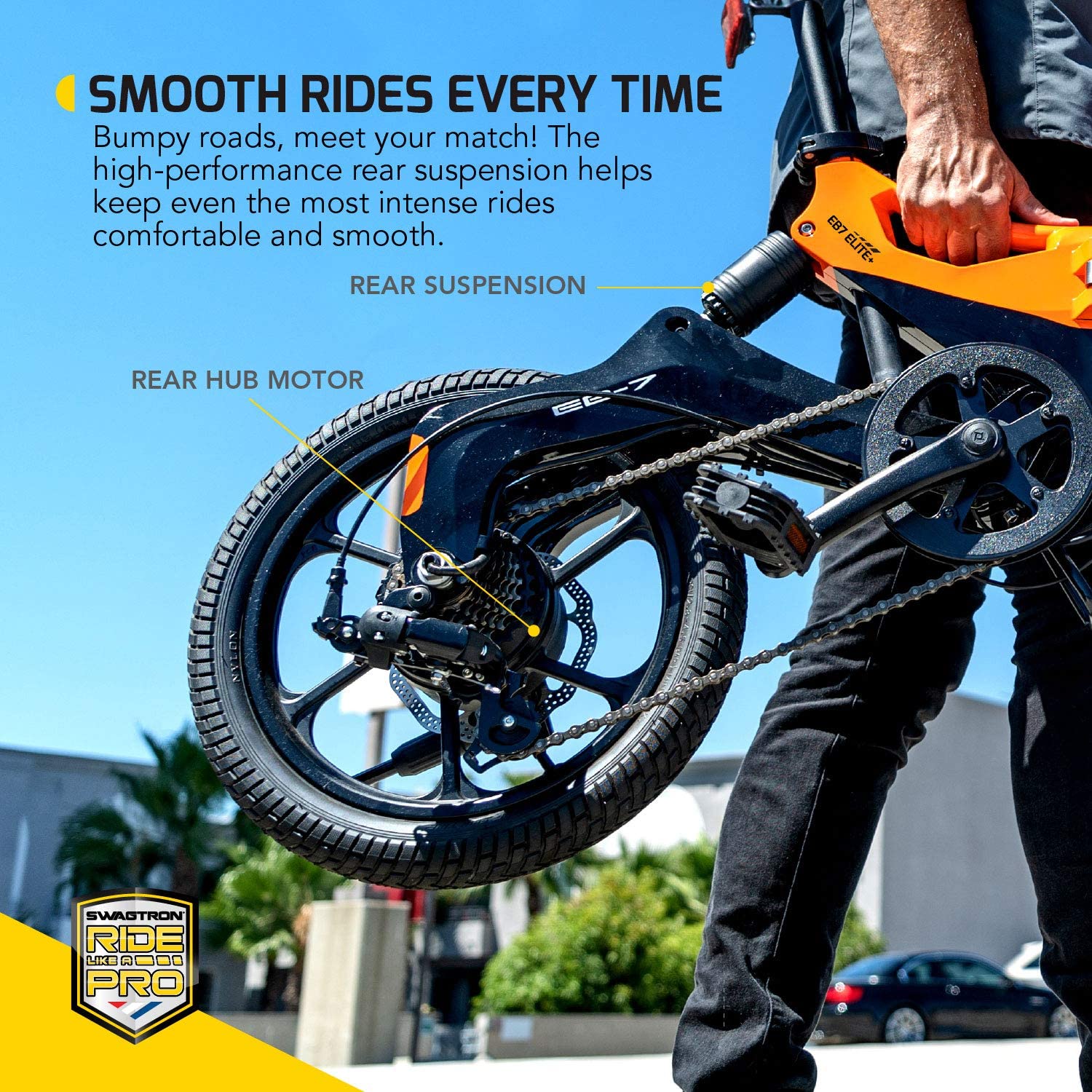 Folding Electric Bike with Removable Battery, Orange/Black, 16" Wheels, 7-Speed-Toppalletfly