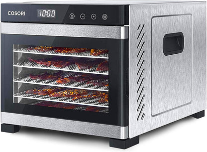Food Dehydrator, 6 Stainless Steel Trays with Digital Timer and Temperature Control for Beef,Jerky,Fruit,Dog Treats,Herbs, FDA Compliant-Toppalletfly