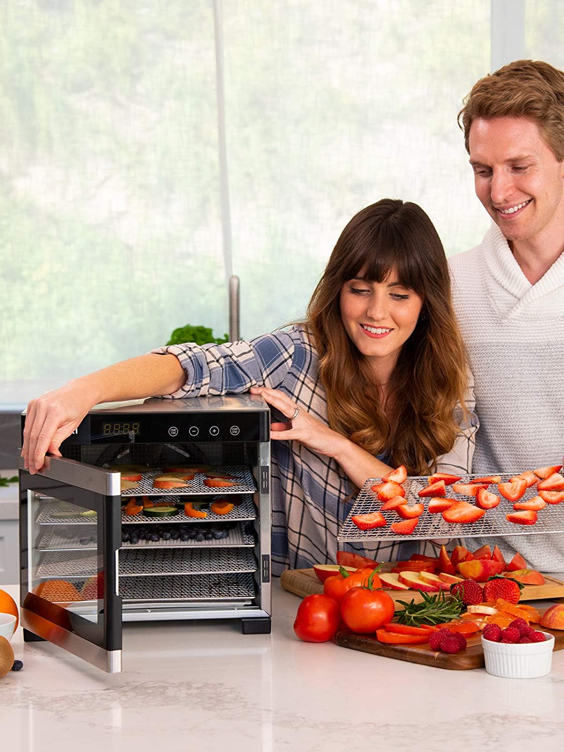 Food Dehydrator, 6 Stainless Steel Trays with Digital Timer and Temperature Control for Beef,Jerky,Fruit,Dog Treats,Herbs, FDA Compliant-Toppalletfly