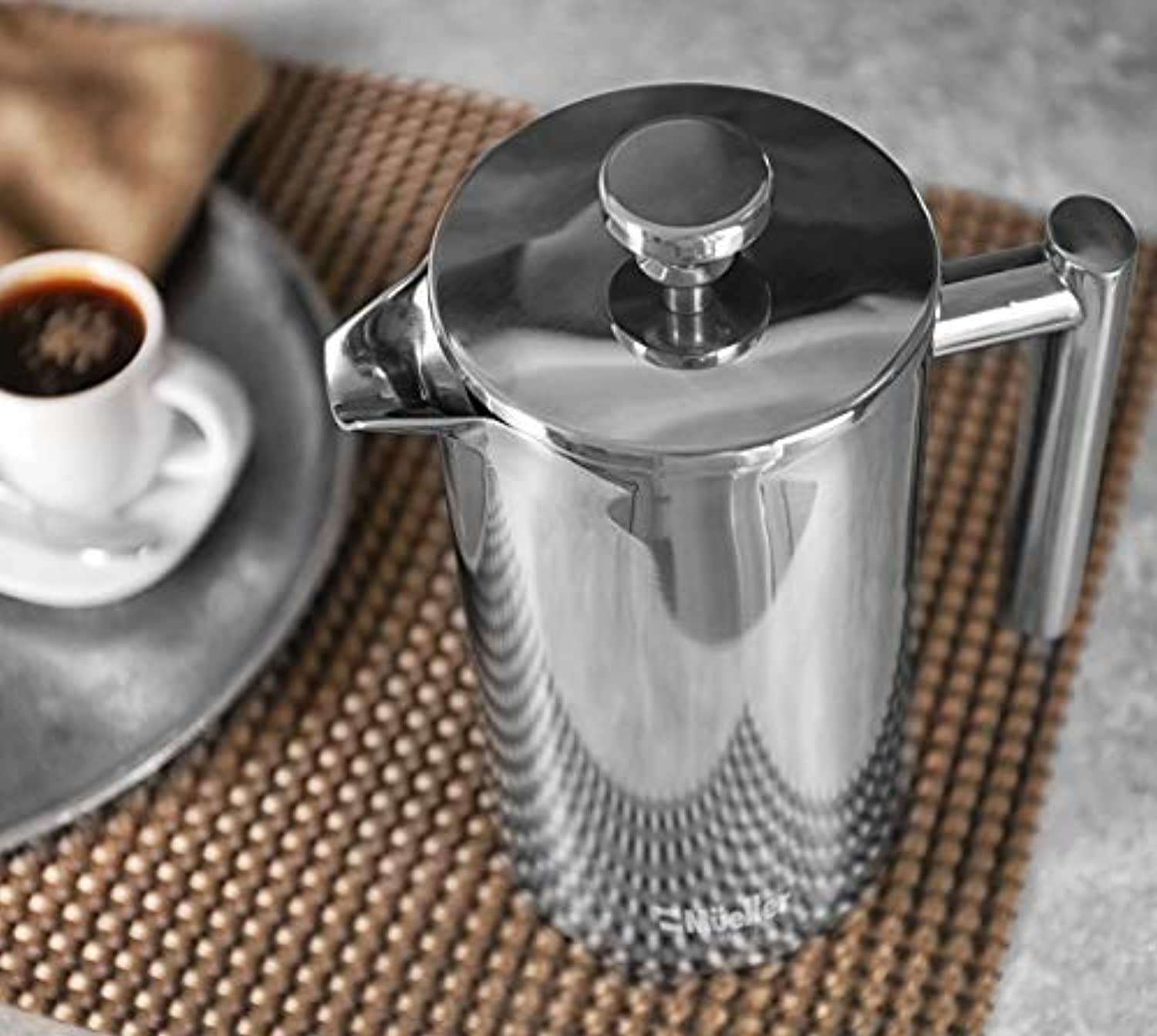 French Press Double Insulated 310 Stainless Steel Coffee Maker 4 Level Filtration System, No Coffee Grounds, Rust-Free, Dishwasher Safe-Toppalletfly