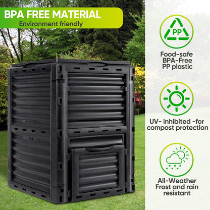 Garden Compost Bin, BPA Free, 80 Gallon, 300 L, Large Compost Bin-Toppalletfly
