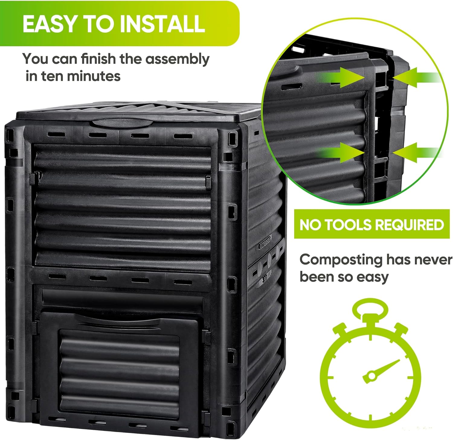 Garden Compost Bin, BPA Free, 80 Gallon, 300 L, Large Compost Bin-Toppalletfly