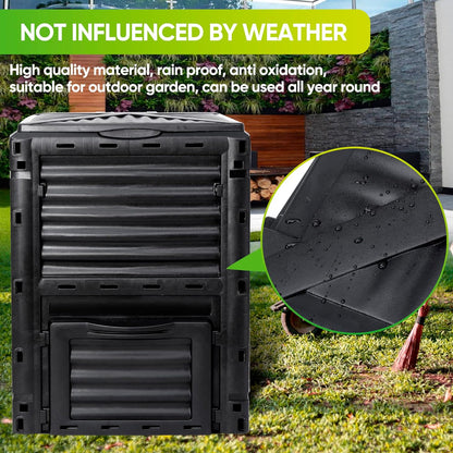 Garden Compost Bin, BPA Free, 80 Gallon, 300 L, Large Compost Bin-Toppalletfly