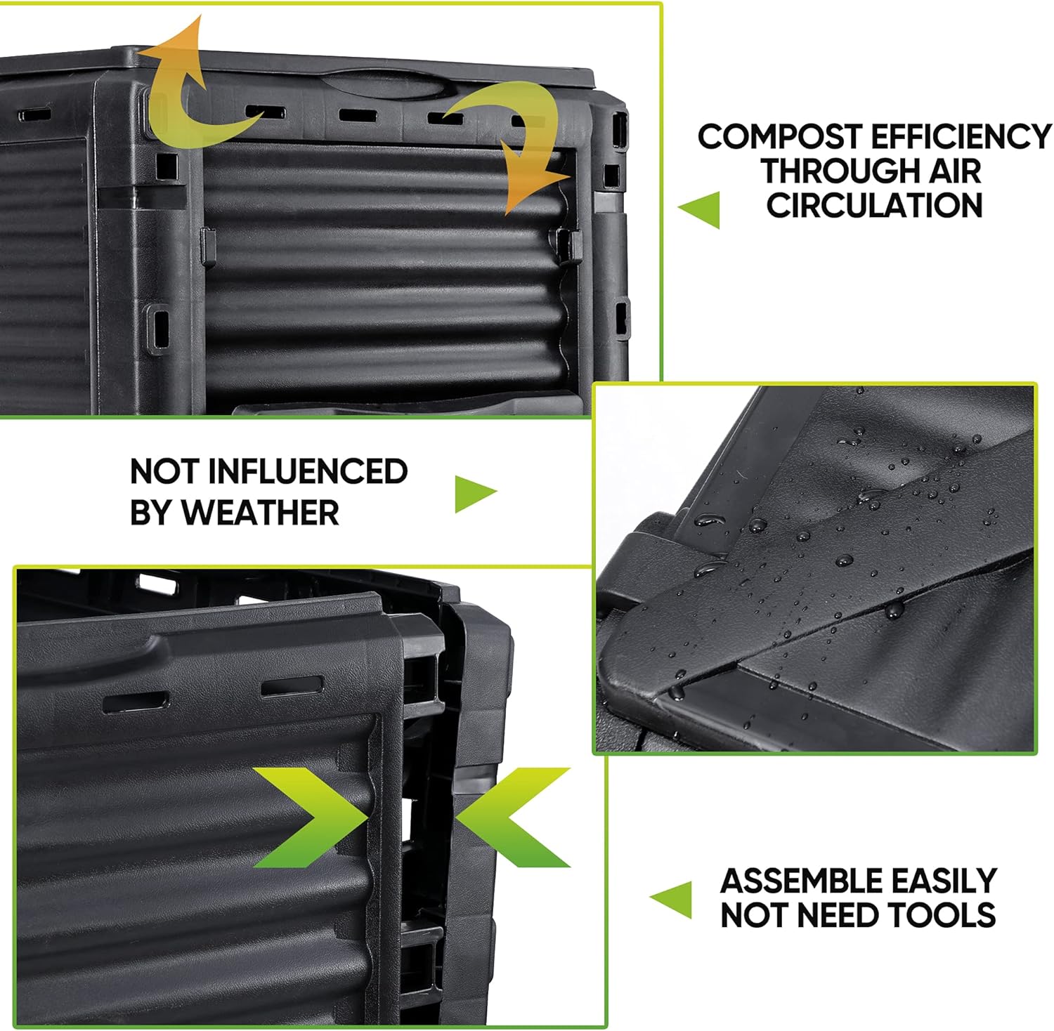 Garden Compost Bin, BPA Free, 80 Gallon, 300 L, Large Compost Bin-Toppalletfly