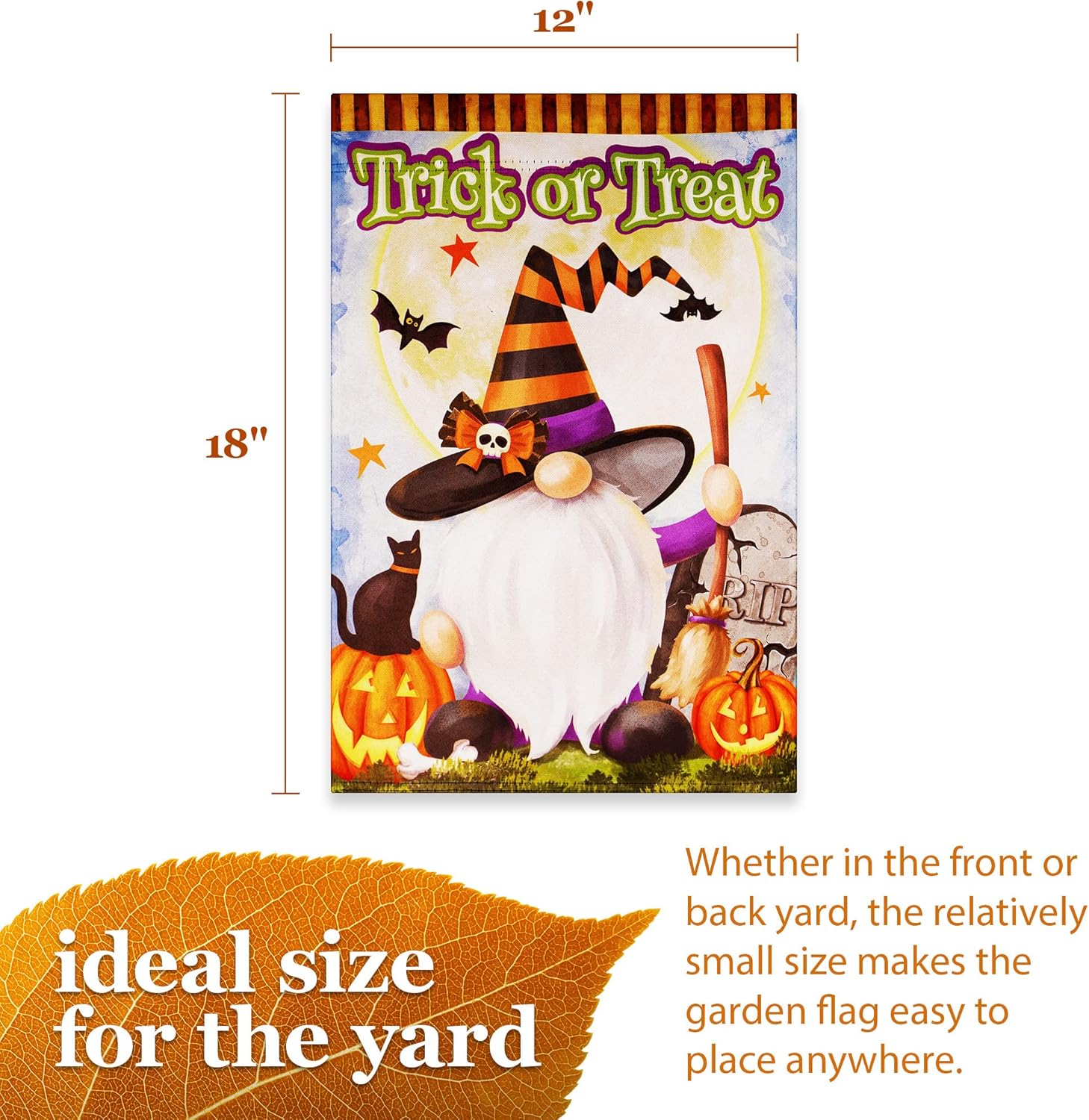 Halloween Garden Flag, Trick or Treat Outdoor Flag 12" x 18", 2 Pcs-Toppalletfly