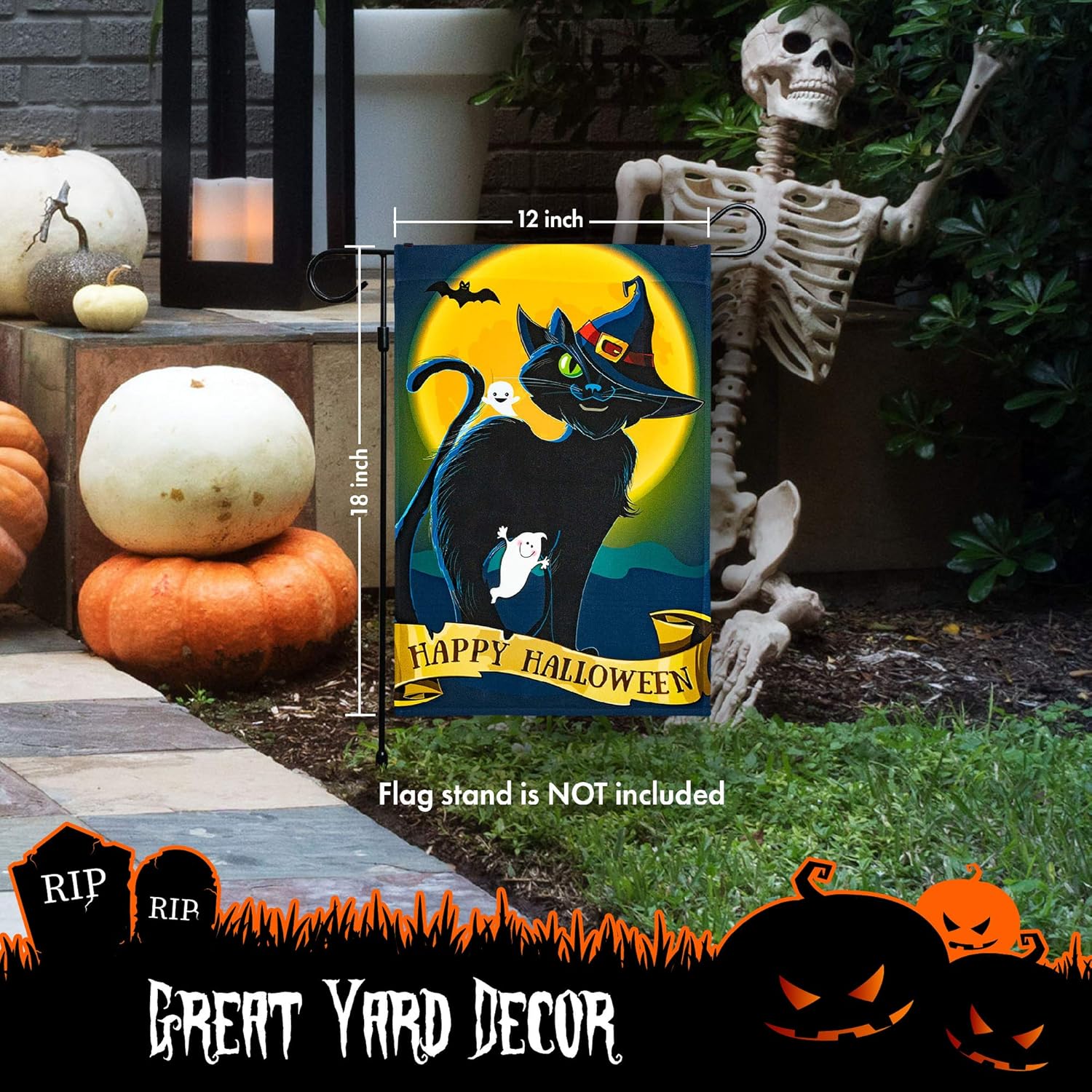Halloween Garden Flag, Trick or Treat Outdoor Flag 12" x 18", 2 Pcs-Toppalletfly