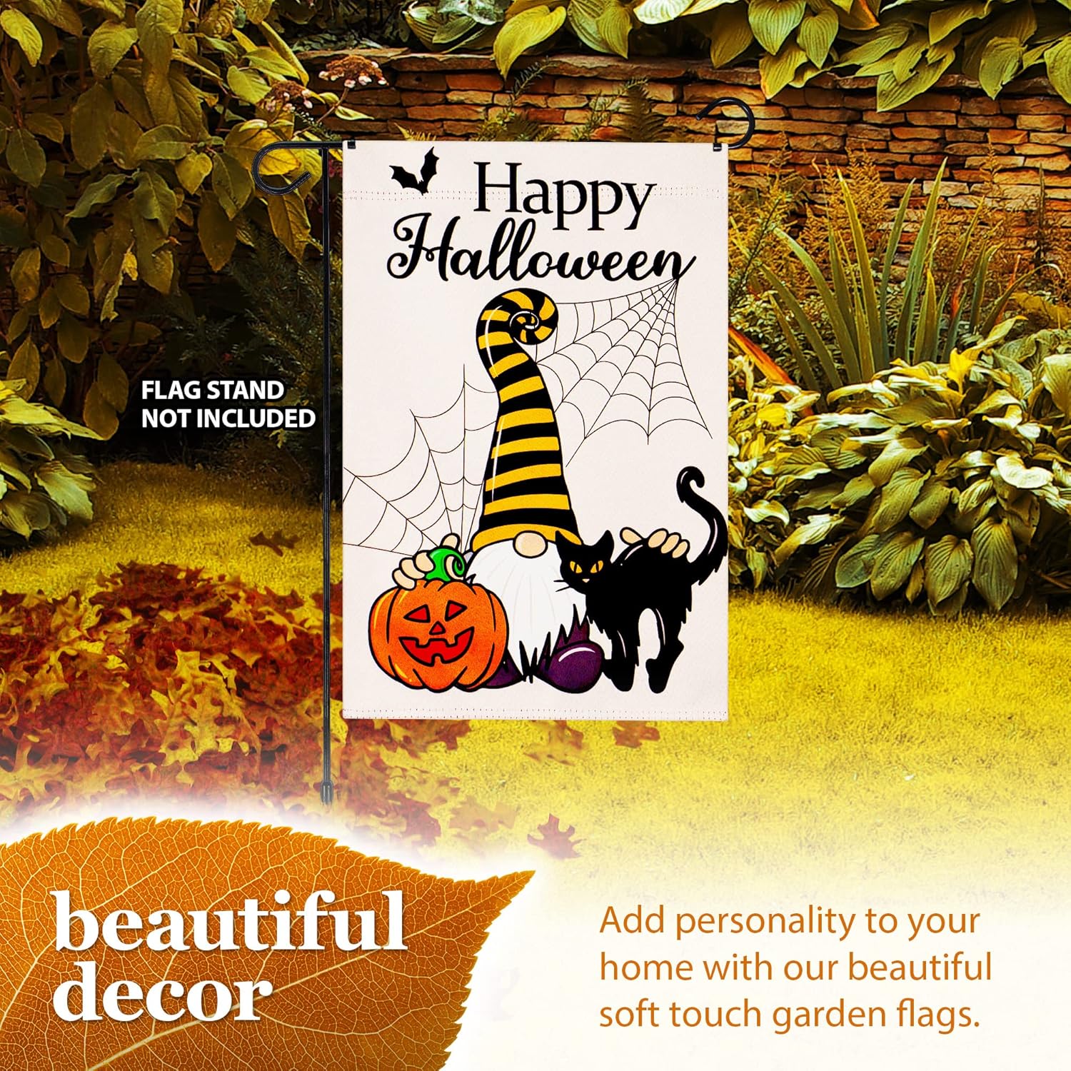 Halloween Garden Flag, Trick or Treat Outdoor Flag 12" x 18", 2 Pcs-Toppalletfly