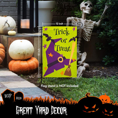 Halloween Garden Flag, Trick or Treat Outdoor Flag 12" x 18", 2 Pcs-Toppalletfly