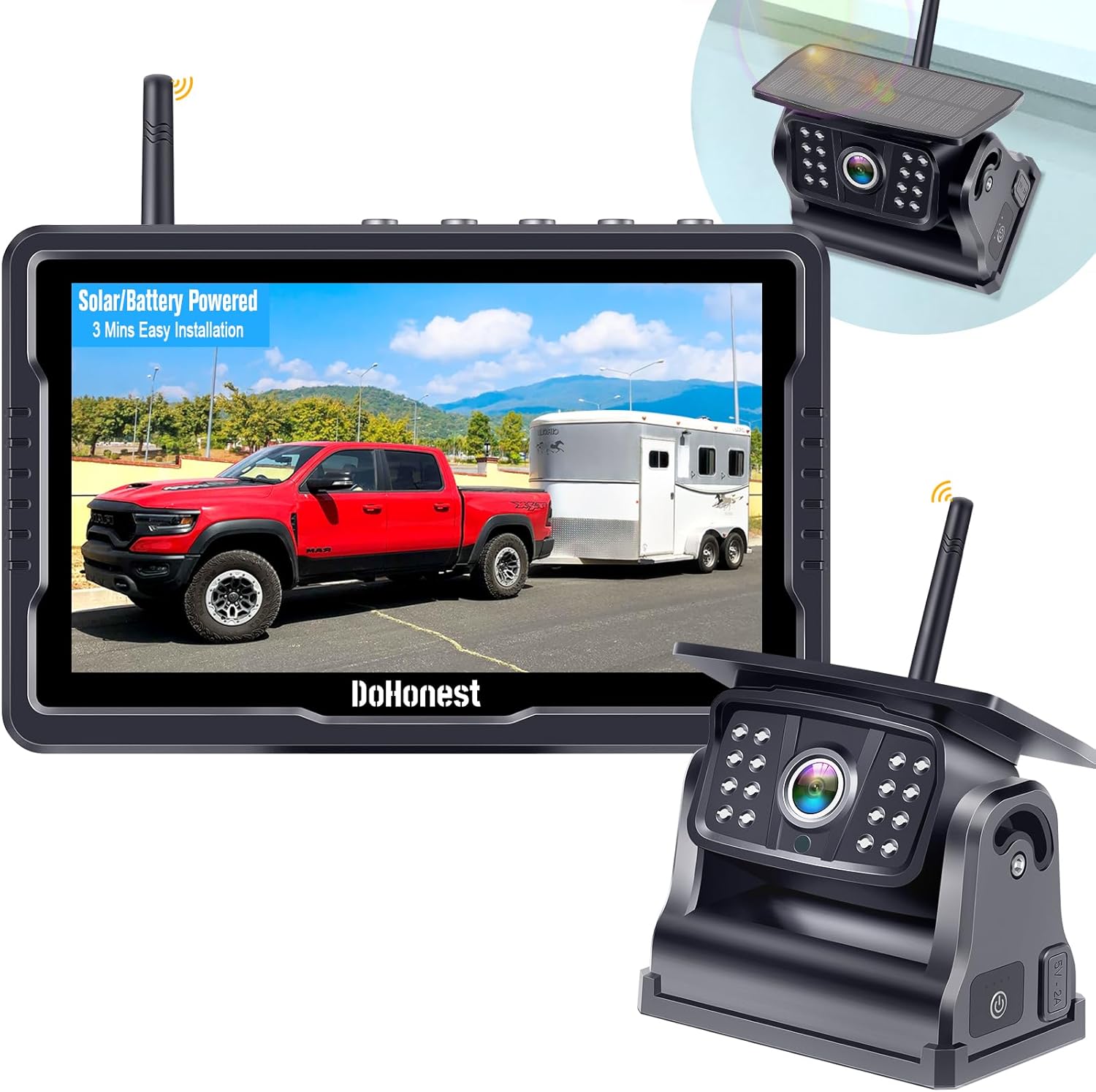 HD 1080P Wireless Solar Backup Camera Kit: Portable Magnetic Rear View for Trucks, RVs, and Campers-Toppalletfly