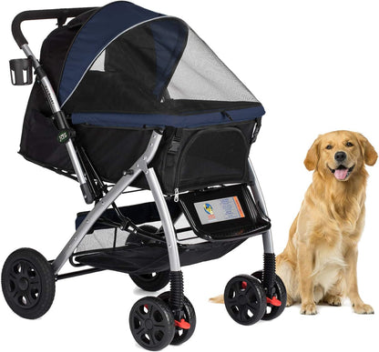 Heavy Duty Dog Stroller, Pet Stroller with Convertible Compartment-Toppalletfly