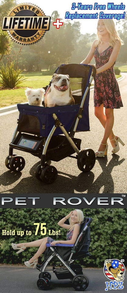 Heavy Duty Dog Stroller, Pet Stroller with Convertible Compartment-Toppalletfly