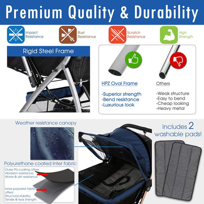 Heavy Duty Dog Stroller, Pet Stroller with Convertible Compartment-Toppalletfly
