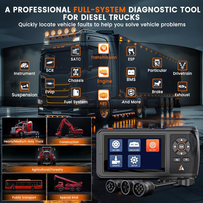 Heavy-Duty Truck Scanner for Cummins & Caterpillar, DPF Reset, Forced Regeneration, OBD2 Diagnostic Tool-Toppalletfly