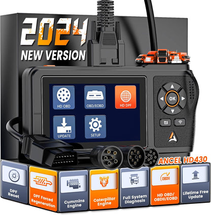 Heavy-Duty Truck Scanner for Cummins & Caterpillar, DPF Reset, Forced Regeneration, OBD2 Diagnostic Tool-Toppalletfly