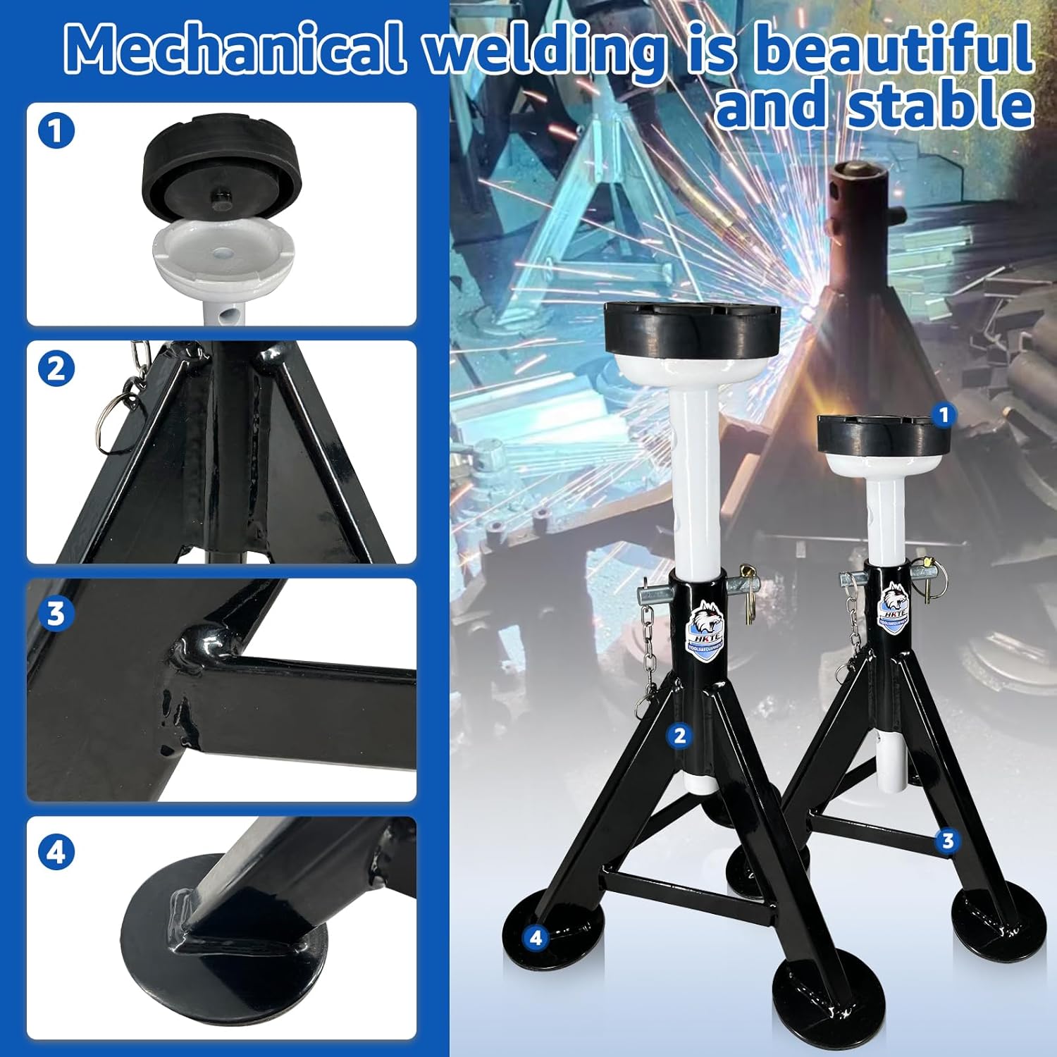 Heavy Duty Truck Support Stands, Adjustable Height-Toppalletfly