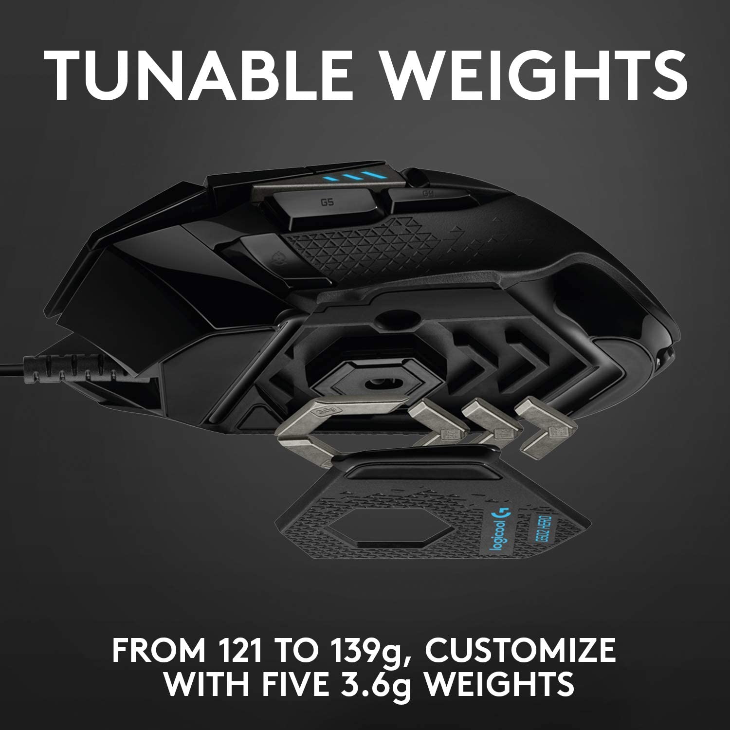 High Performance Wired Gaming Mouse, HERO 25K Sensor, 25,600 DPI, RGB, Adjustable Weights, 11 Programmable Buttons, On-Board Memory, PC / Mac-Toppalletfly