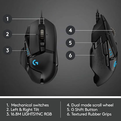High Performance Wired Gaming Mouse, HERO 25K Sensor, 25,600 DPI, RGB, Adjustable Weights, 11 Programmable Buttons, On-Board Memory, PC / Mac-Toppalletfly