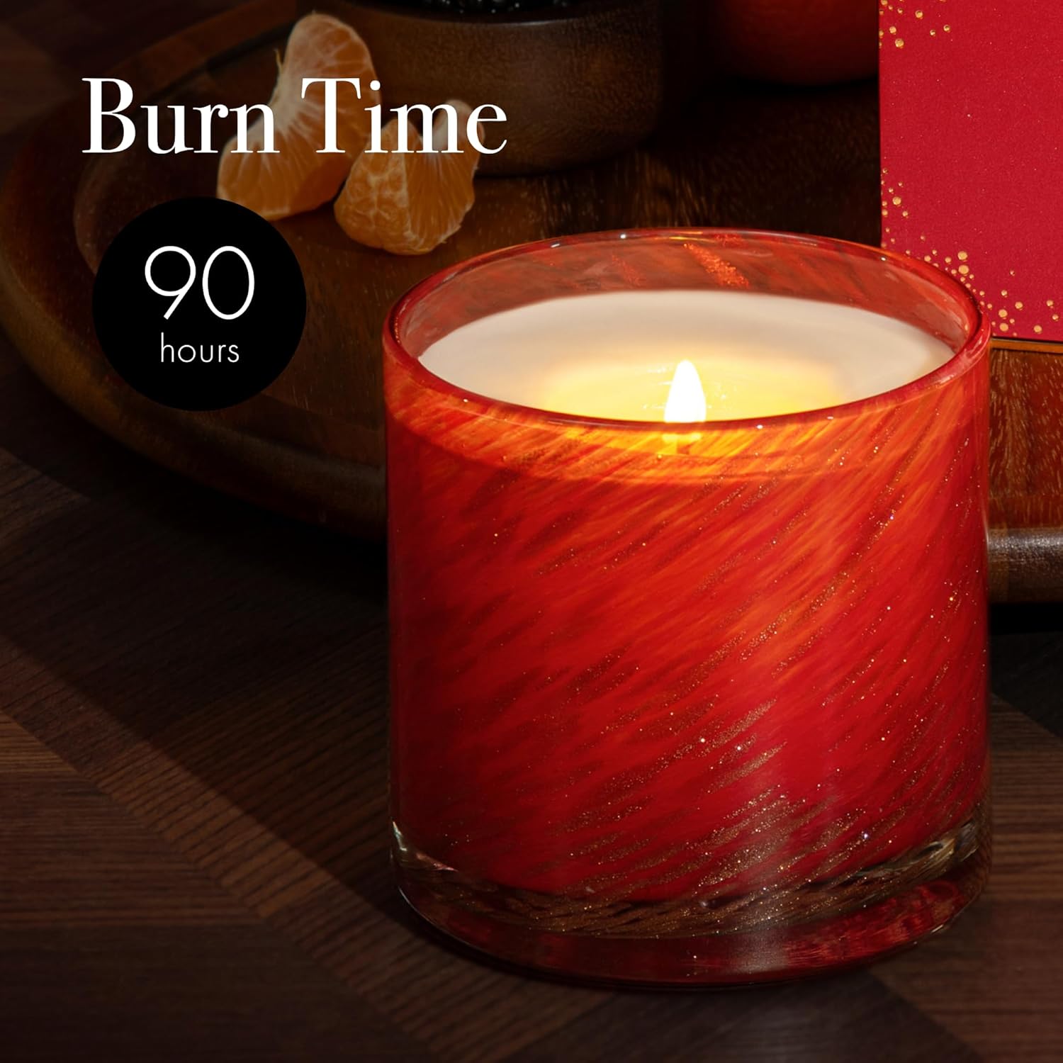 Holiday Candle, 15.5 oz - 90-Hour Burn Time - Reusable, Hand Blown Glass Vessel - Made in The USA-Toppalletfly