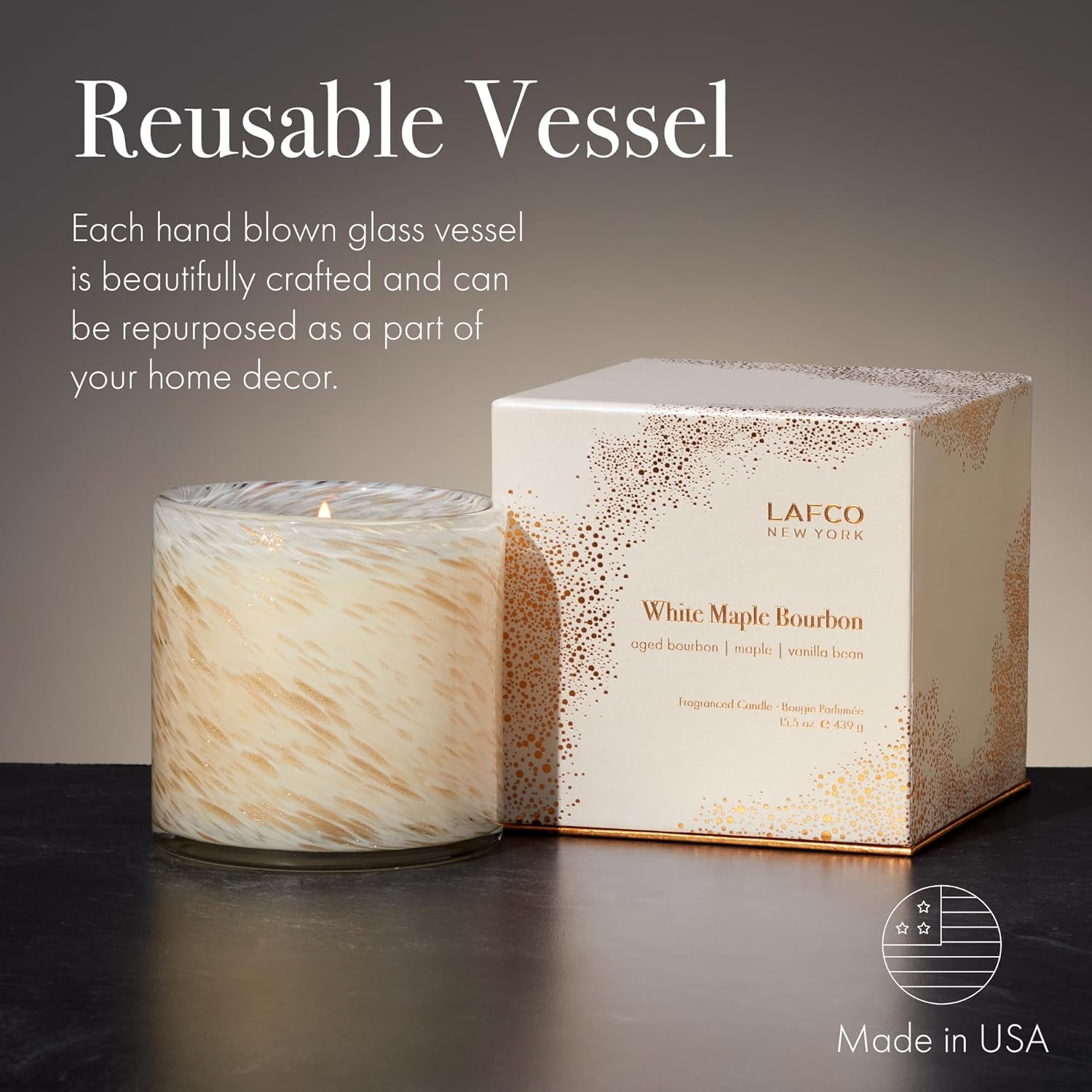 Holiday Candle, 15.5 oz - 90-Hour Burn Time - Reusable, Hand Blown Glass Vessel - Made in The USA-Toppalletfly
