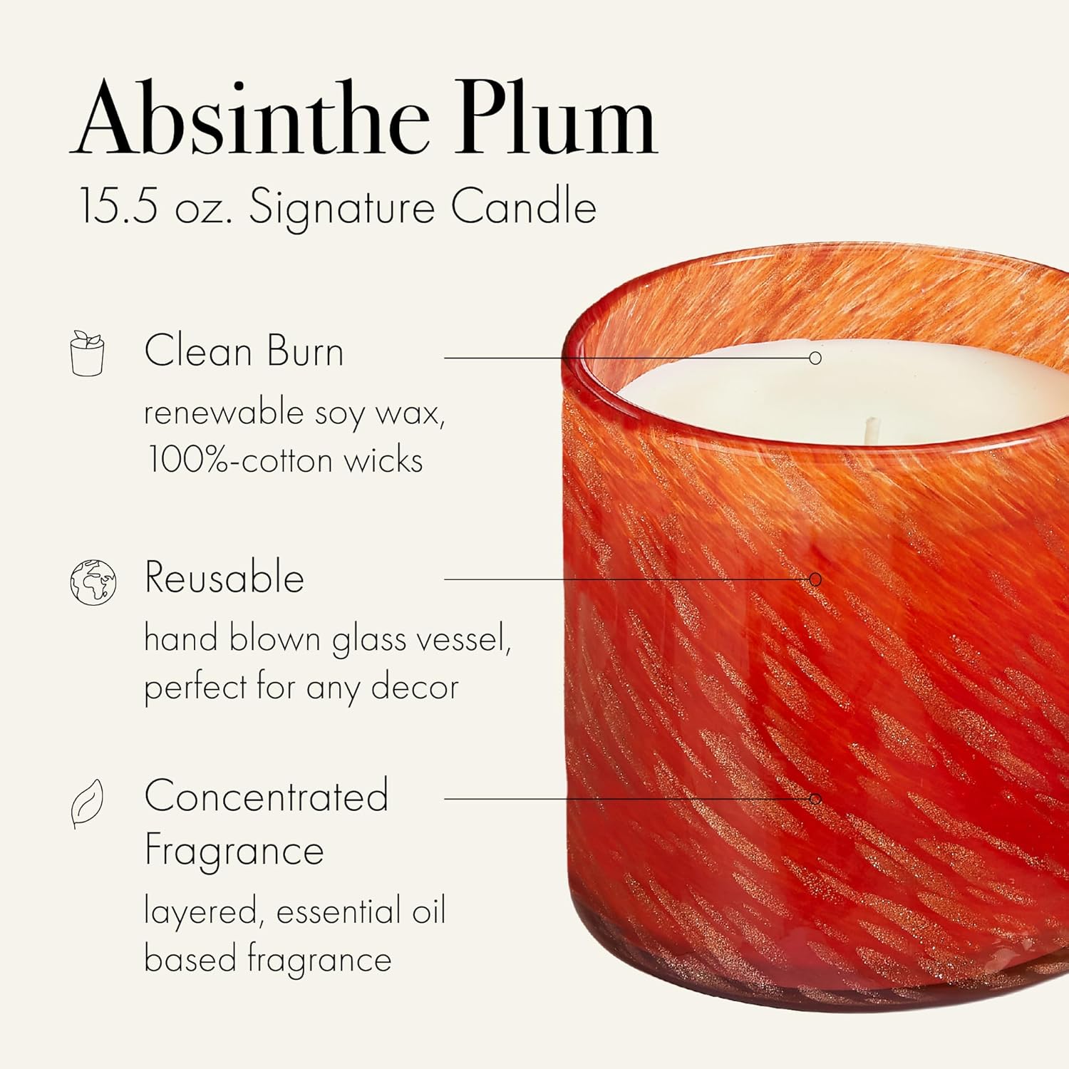 Holiday Candle, 15.5 oz - 90-Hour Burn Time - Reusable, Hand Blown Glass Vessel - Made in The USA-Toppalletfly