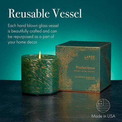 Holiday Candle, 15.5 oz - 90-Hour Burn Time - Reusable, Hand Blown Glass Vessel - Made in The USA-Toppalletfly