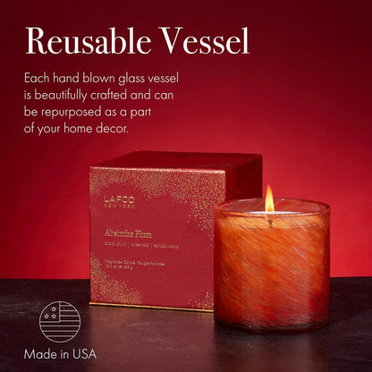 Holiday Candle, 15.5 oz - 90-Hour Burn Time - Reusable, Hand Blown Glass Vessel - Made in The USA-Toppalletfly