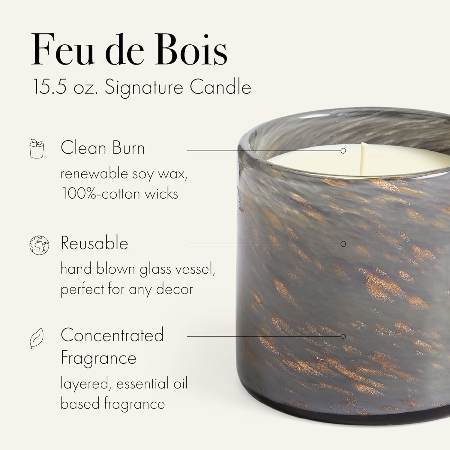 Holiday Candle, 15.5 oz - 90-Hour Burn Time - Reusable, Hand Blown Glass Vessel - Made in The USA-Toppalletfly