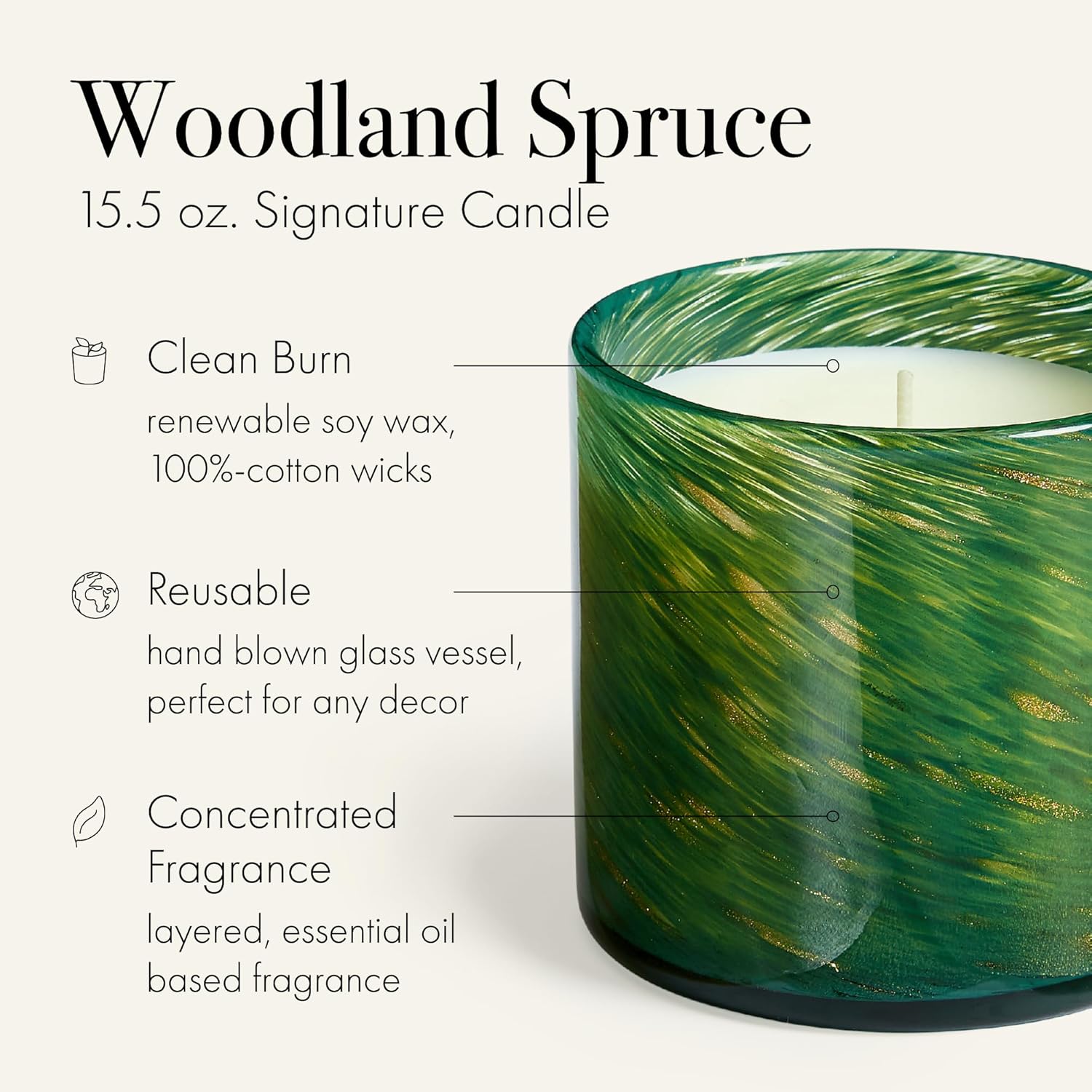 Holiday Candle, 15.5 oz - 90-Hour Burn Time - Reusable, Hand Blown Glass Vessel - Made in The USA-Toppalletfly