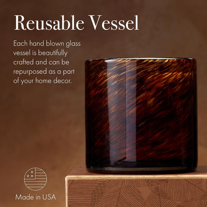 Holiday Candle, 15.5 oz - 90-Hour Burn Time - Reusable, Hand Blown Glass Vessel - Made in The USA-Toppalletfly