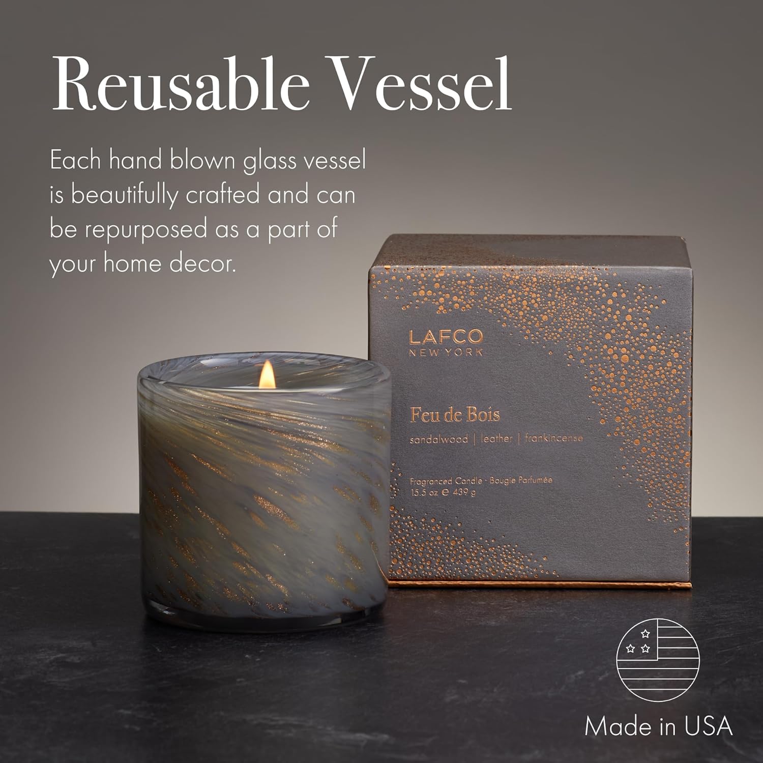 Holiday Candle, 15.5 oz - 90-Hour Burn Time - Reusable, Hand Blown Glass Vessel - Made in The USA-Toppalletfly