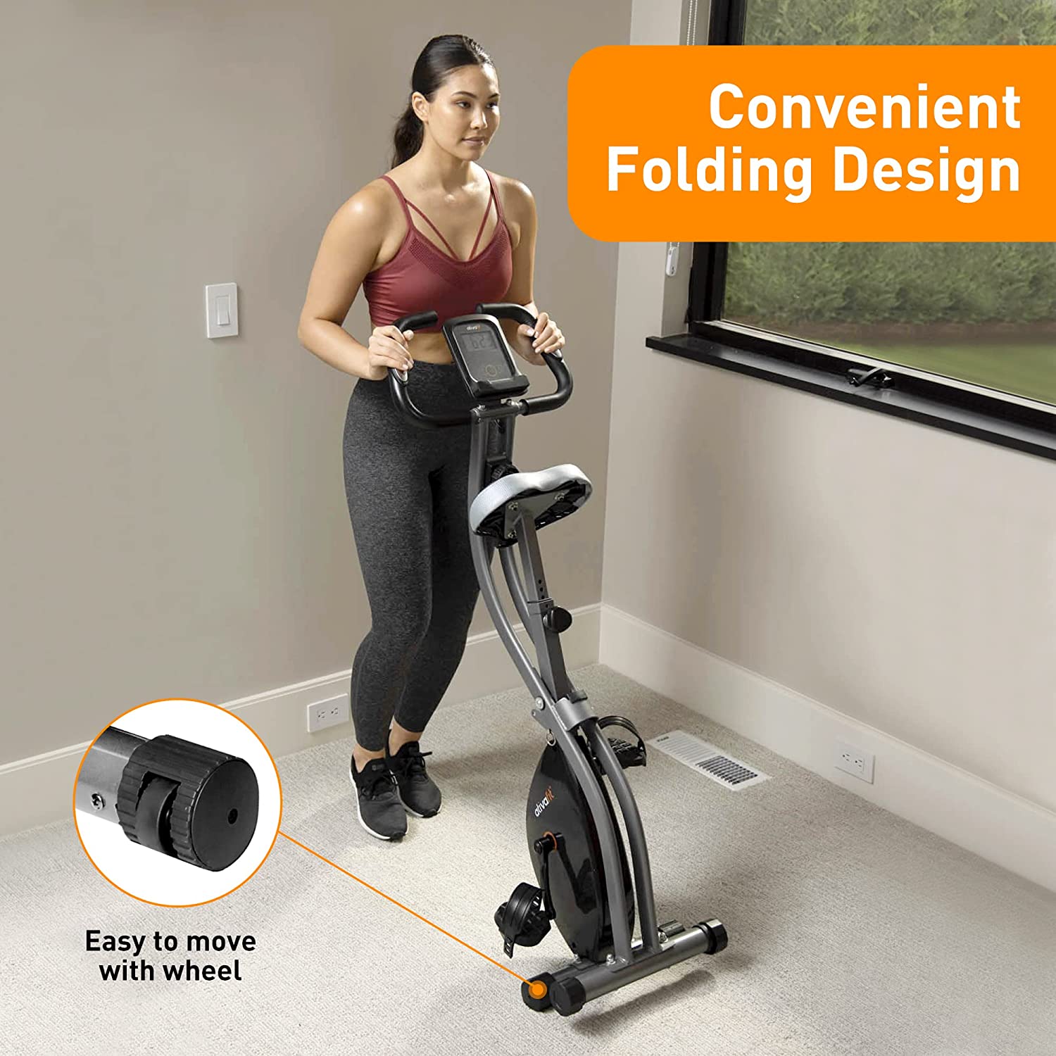 Indoor Cycling Bike Folding Magnetic Upright Exercise Bike-Toppalletfly