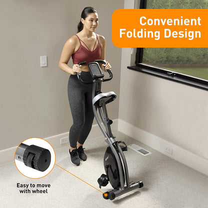 Indoor Cycling Bike Folding Magnetic Upright Exercise Bike-Toppalletfly