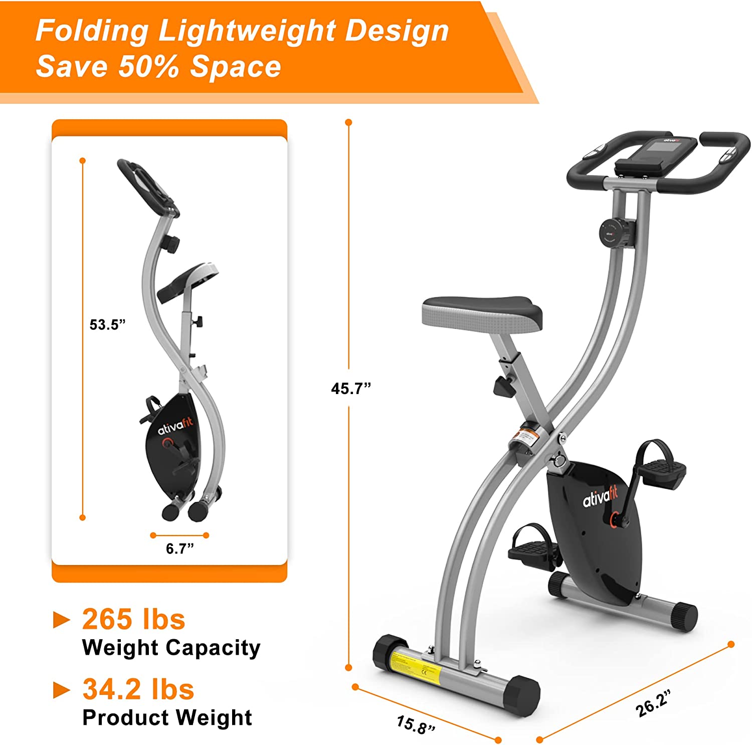 Indoor Cycling Bike Folding Magnetic Upright Exercise Bike-Toppalletfly