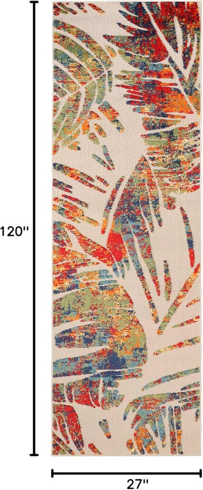 Indoor Outdoor Area Rug Size 2ft 3in x 10ft Siesta - Cream-Toppalletfly