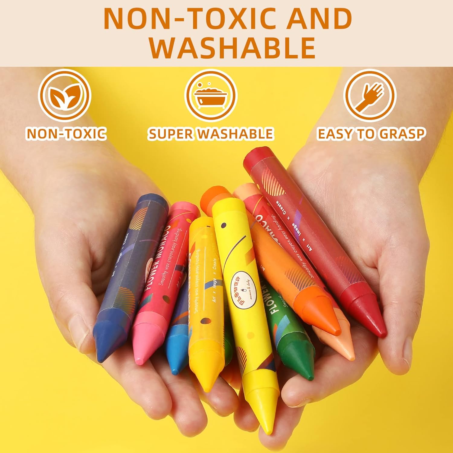 Jumbo Crayons for Toddlers, Non Toxic Easy to Hold Large Crayons for Kids, Safe for Babies and Children-Toppalletfly